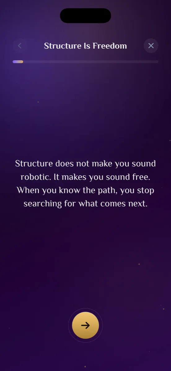 Orator lesson reading screen