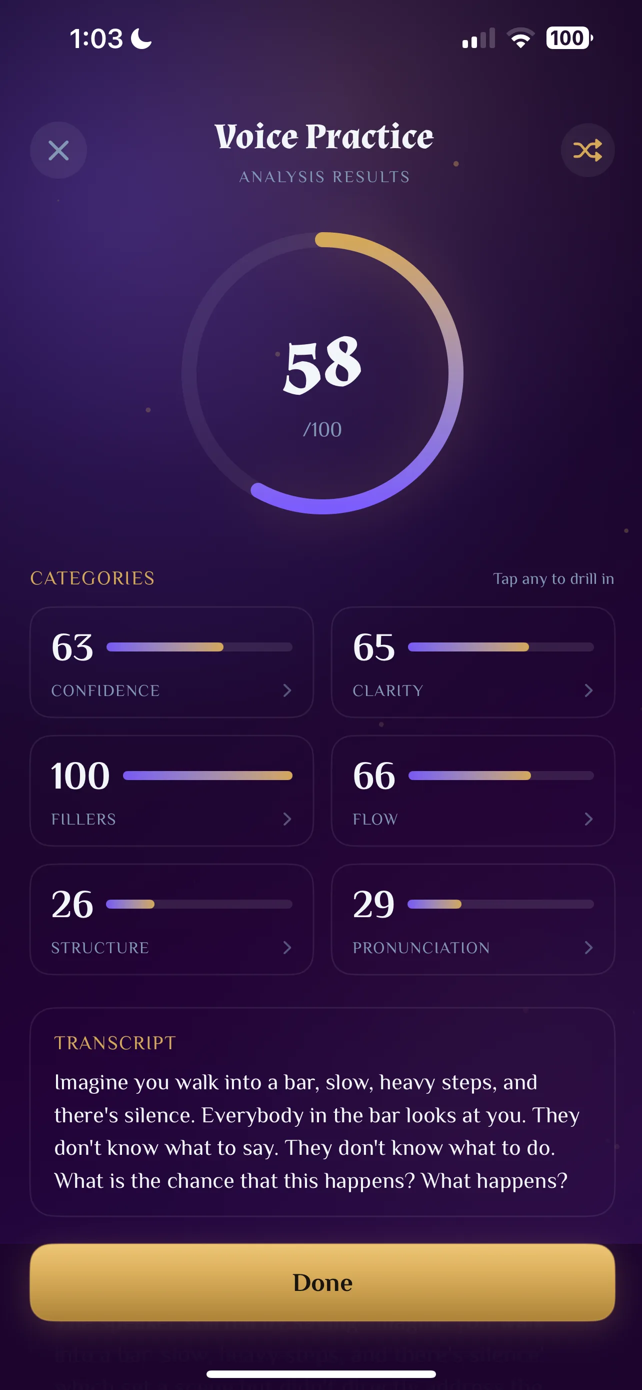 Orator live speaking feedback overview